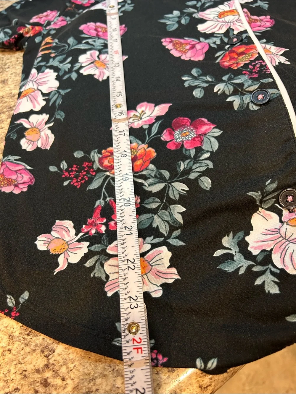 Room Service Floral Capri Pajama Set Comfy Stretch Button Up